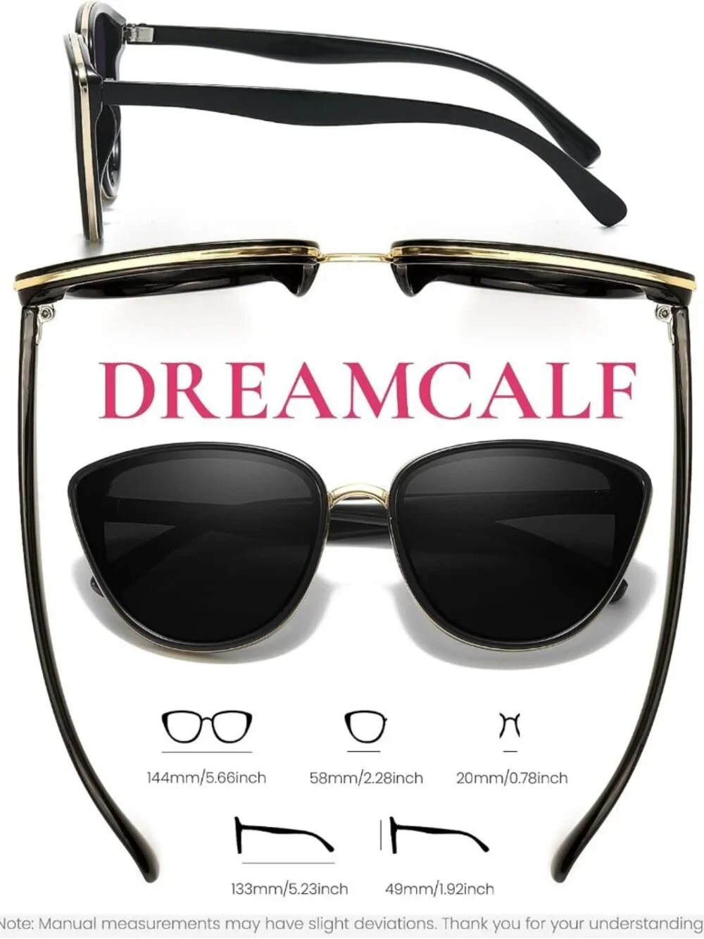 Trendy Gold-Rimmed Cat Eye Sunglasses for Women | Soft, Stylish UV Protection